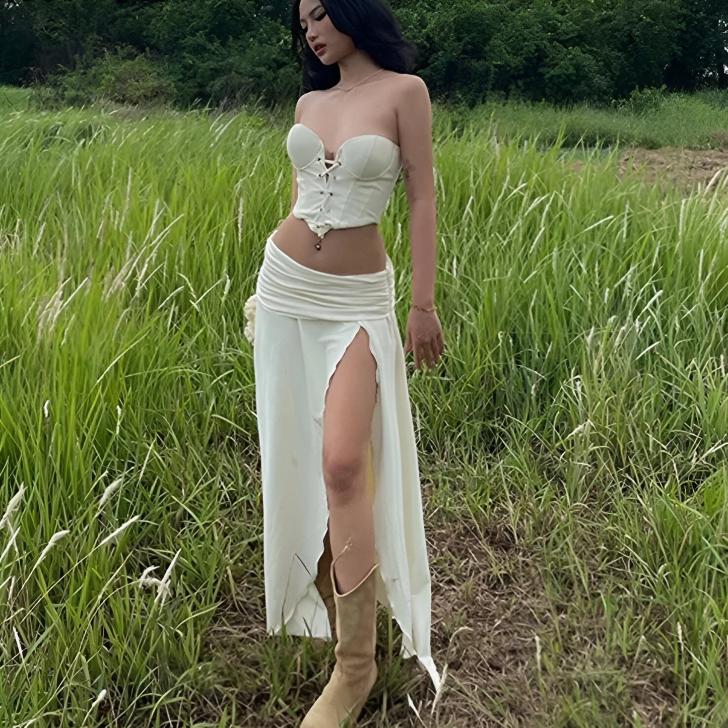 Meadow Breeze Slit Skirt