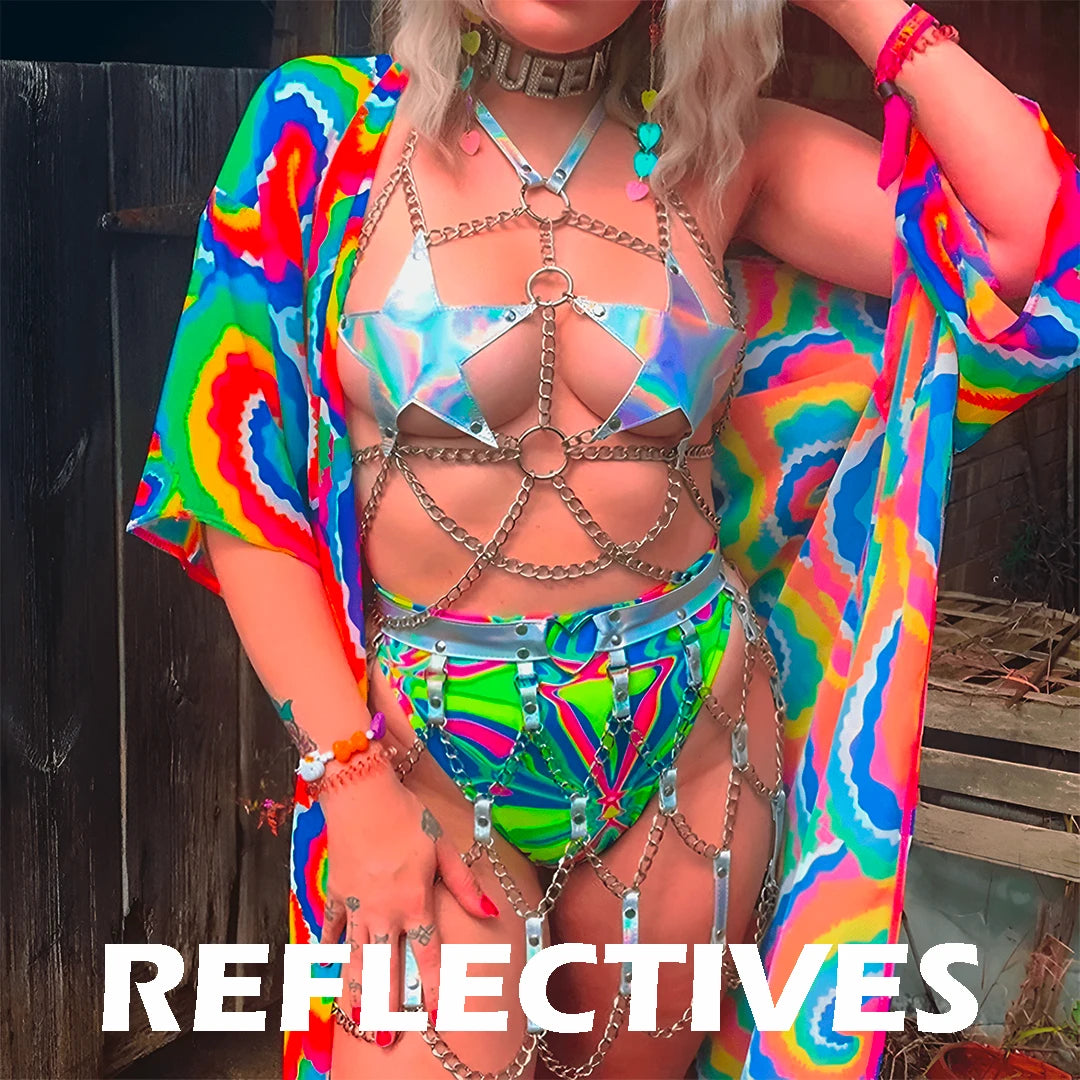 Reflective rave and festival wear