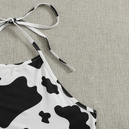 Chic Cow Print Halter Top