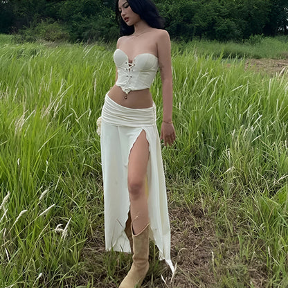 Meadow Breeze Slit Skirt