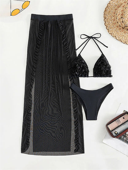 Midnight Ruffle Bikini & Sheer Skirt