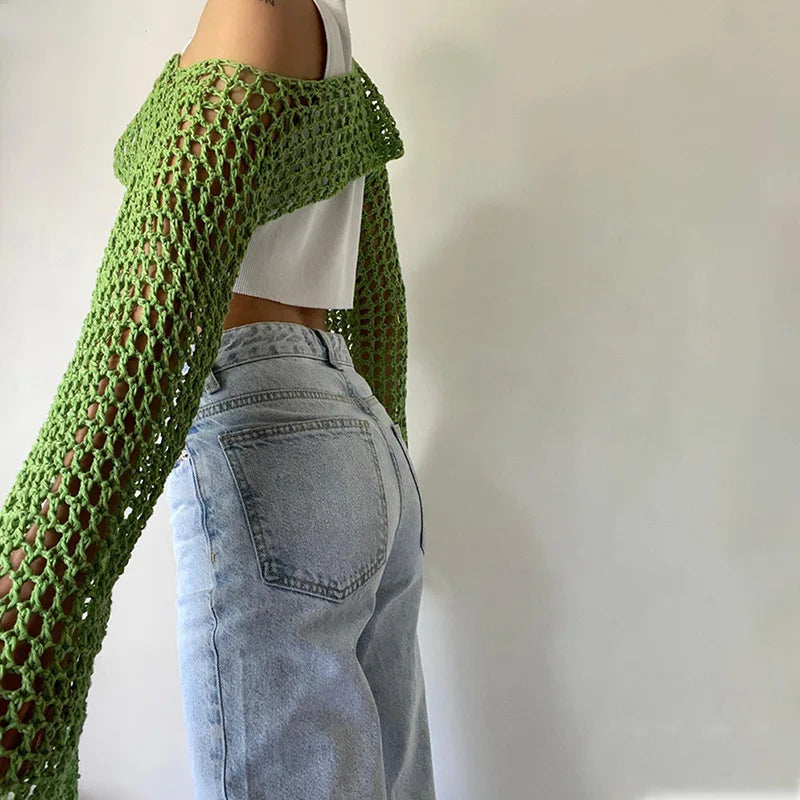 Chic Crochet Mesh Sweater