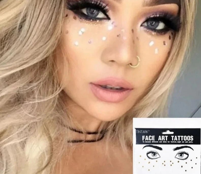 Celestial Charm Face Art Tattoos - MyLittleRave.com